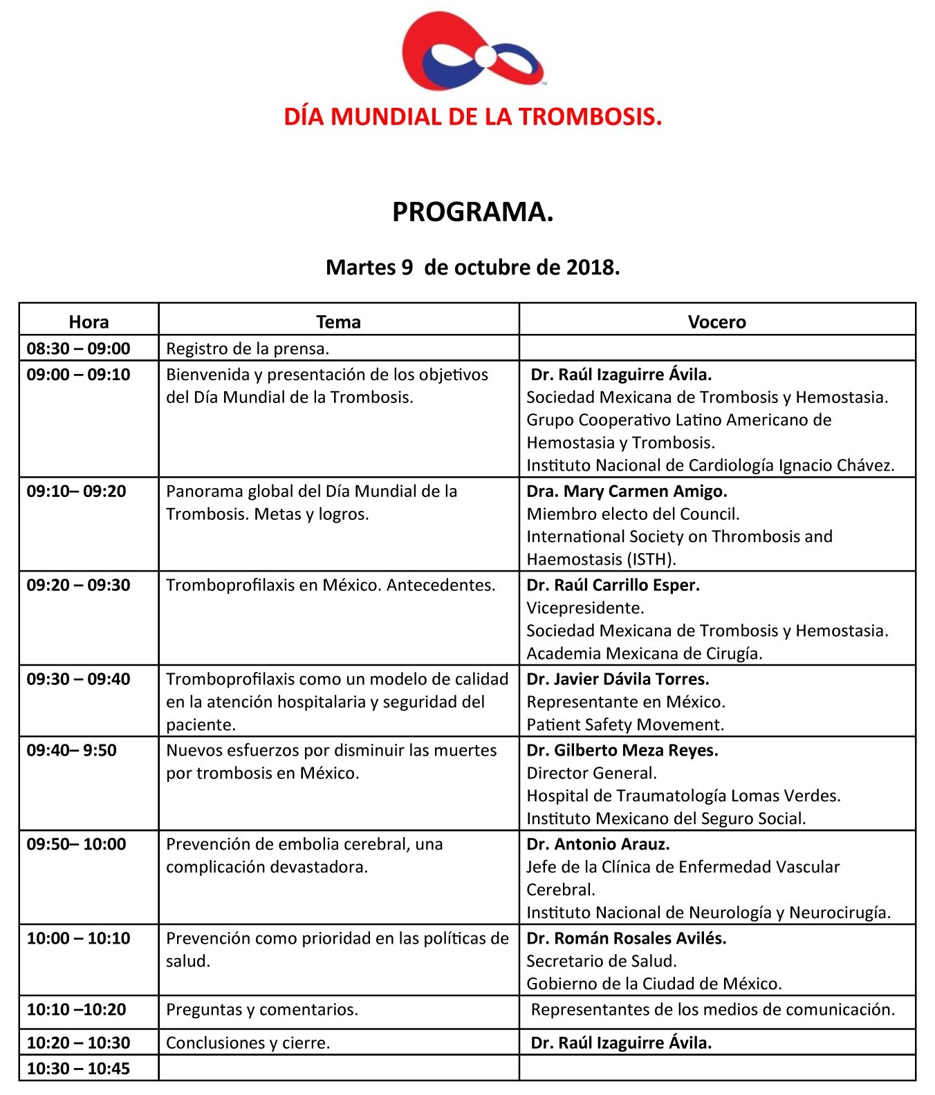 Conferencia de Prensa Día Mundial de la Trombosis de la SOMETH