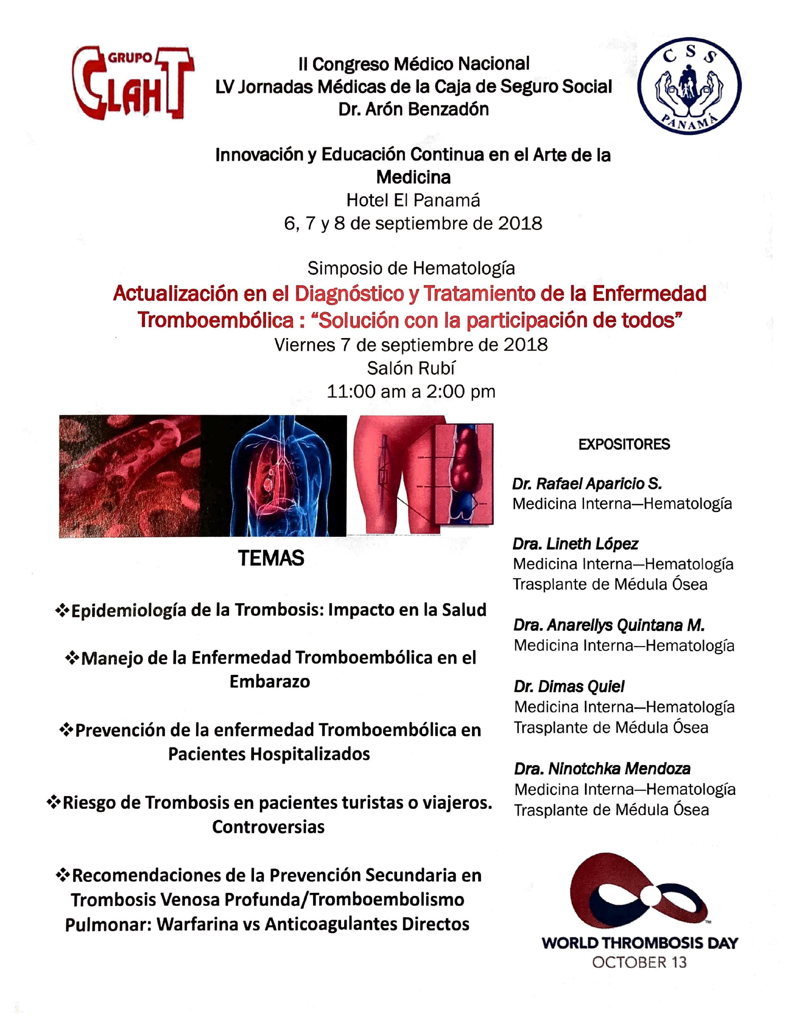 Actualización en el Diagnóstico y el Tratamiento de la Enfermedad Tromboembólica: Solución con la participación de todos
