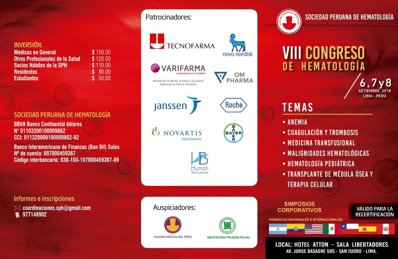 VIII Congreso Nacional Peruano de Hematología