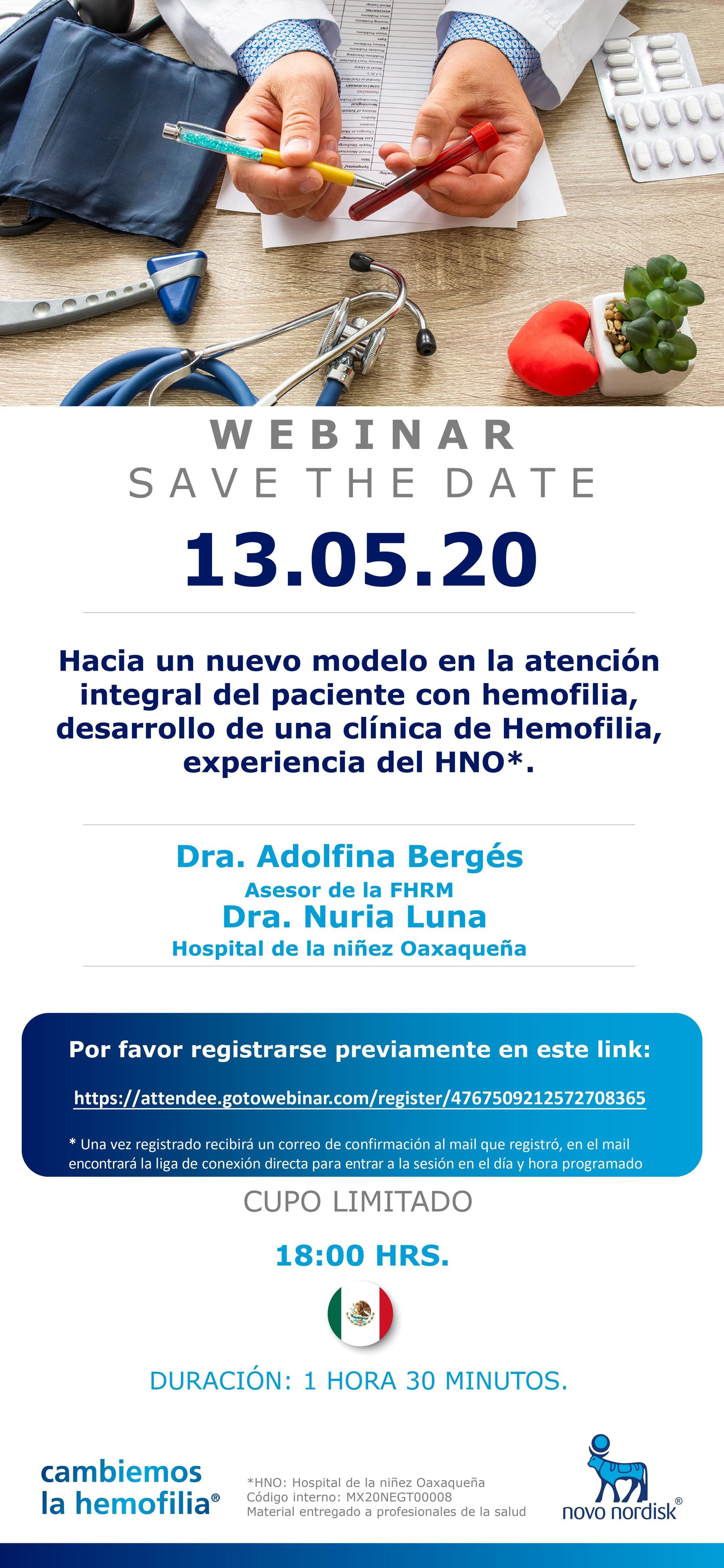 Webinar: Hacia un nuevo modelo en la atención integral del paciente con Hemofilia, desarrollo de una Clinica de Hemofilia