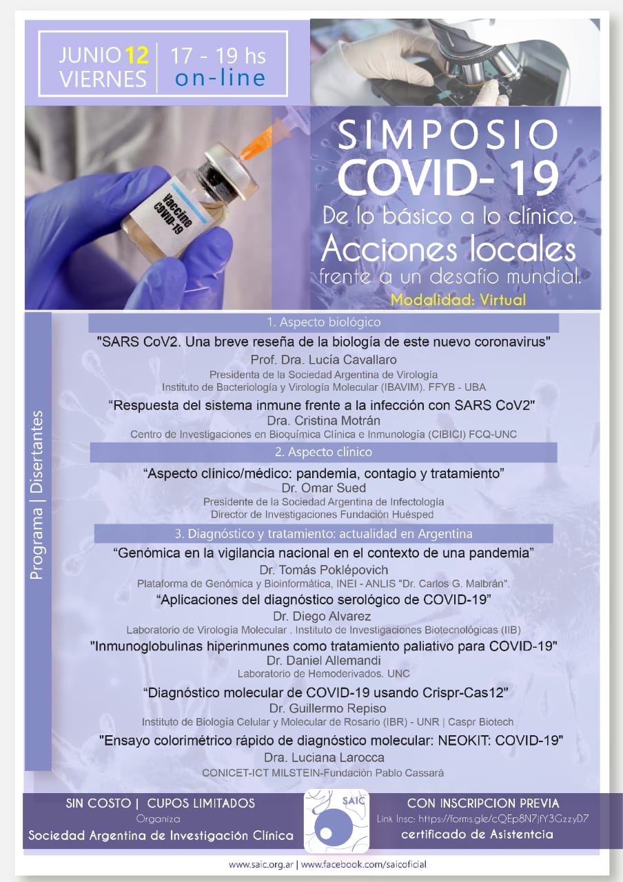 Simposio COVID-19 (12/6/20) de la Sociedad Argentina de Investigación Clínica