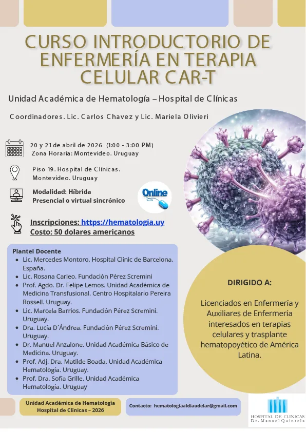Curso Introductorio de Enfermería en Terapia Celular CAR-T (Modalidad Híbrida)