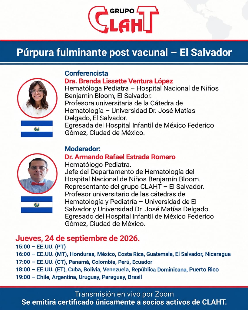 Webinar internacional: “Púrpura fulminante posvacunal – El Salvador”